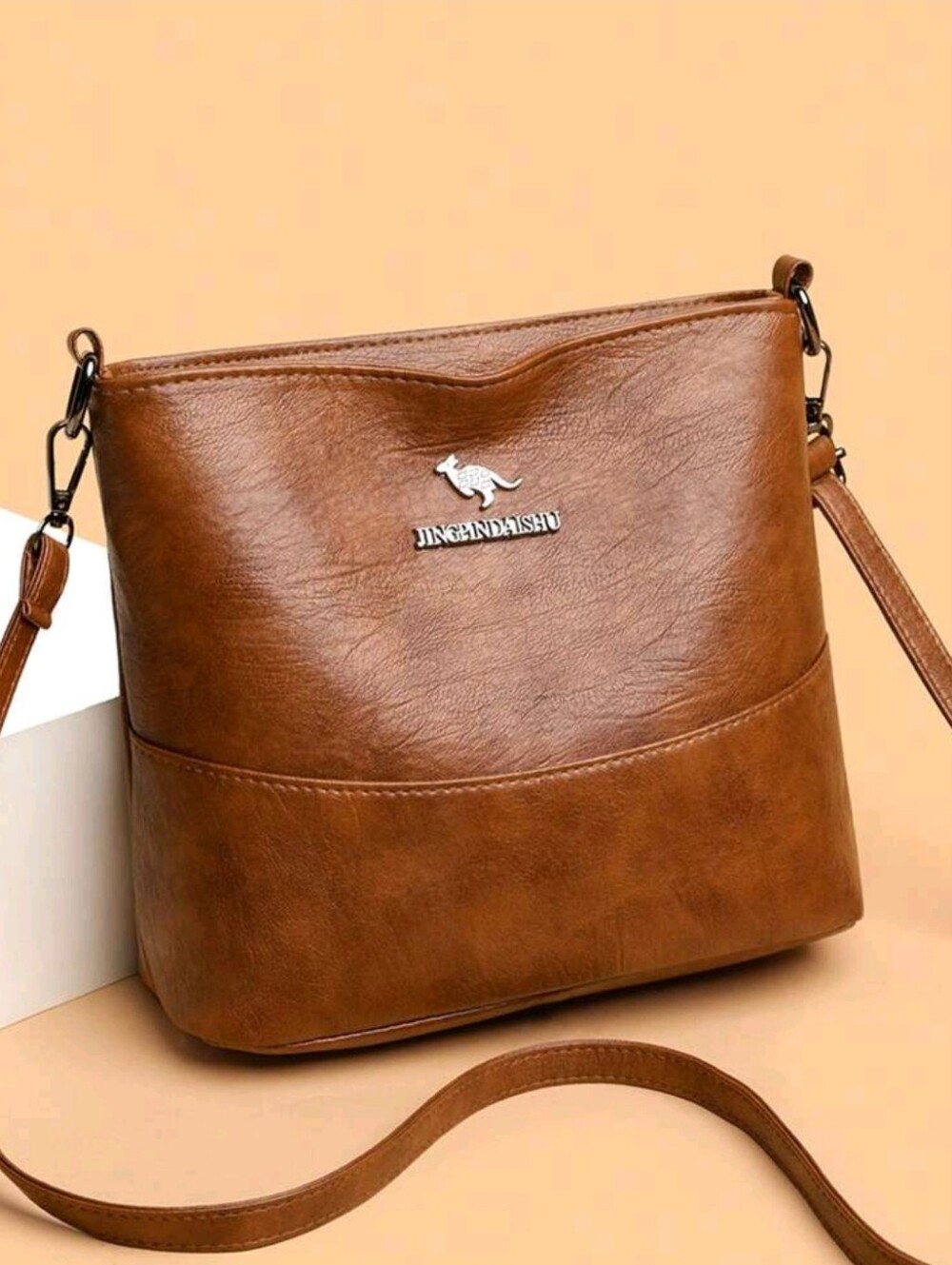 Women's Tan Pu Leather Crossbody Bag